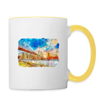 Dublin Irlande Royaume-Uni Aquarelle Sketch Illustration - Mug contrasté - blanc/jaune - Droite