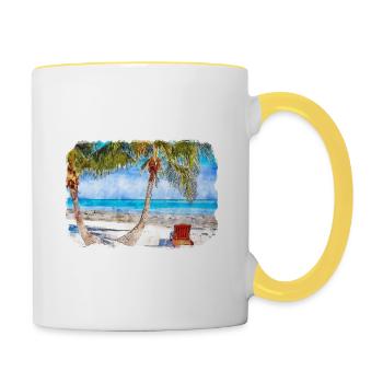 Florida USA Watercolor Sketch Painting Illustratio - Contrasting Mug - white/yellow - Right