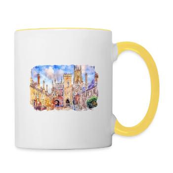 Uk Landmark Watercolor Sketch Painting Illustratio - Contrasting Mug - white/yellow - Right