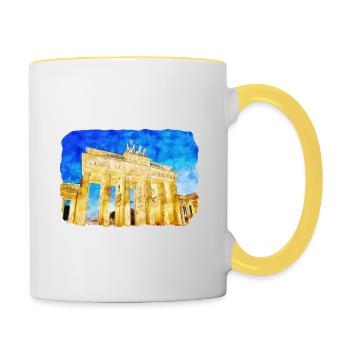 Allemagne Aquarelle Esquisse Dessinée à la main Illustration - Mug contrasté - blanc/jaune - Droite