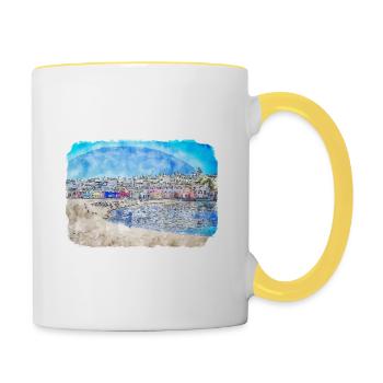 Illustration de croquis à l’aquarelle de Californie usa - Mug contrasté - blanc/jaune - Droite