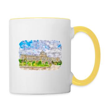 Vienne Autriche Aquarelle Esquisse Peinture - Mug contrasté - blanc/jaune - Droite