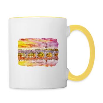 Singapore Watercolor Sketch Hand Drawn Painting - Contrasting Mug - white/yellow - Right