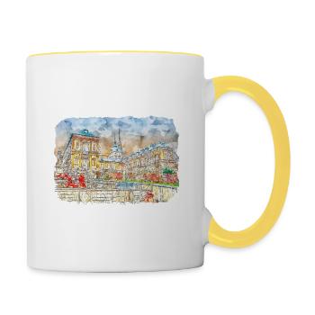 Spain Watercolor Sketch Hand Drawn Illustration - Contrasting Mug - white/yellow - Right