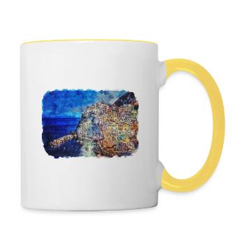 Sorrento Italy Watercolor Sketch Illustration - Contrasting Mug - white/yellow - Right