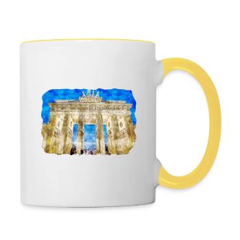 Allemagne Aquarelle Esquisse Dessinée à la main Illustration - Mug contrasté - blanc/jaune - Droite