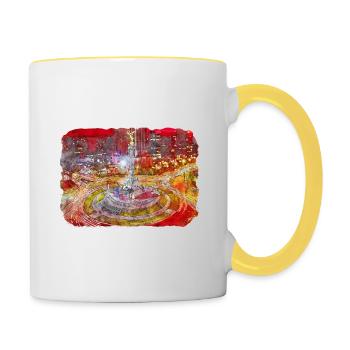 Mexique Aquarelle Esquisse Dessinée à la main Illustration - Mug contrasté - blanc/jaune - Droite
