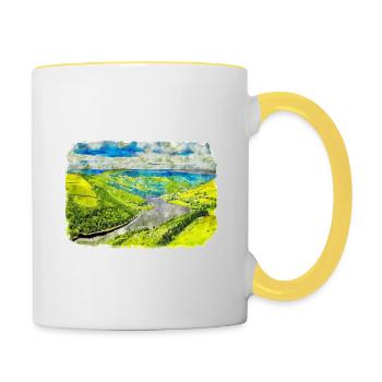 Angleterre Royaume-Uni Aquarelle Esquisse Peinture Illustration - Mug contrasté - blanc/jaune - Droite