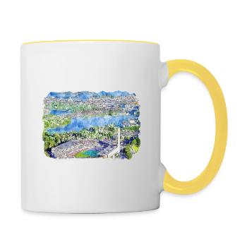 Helsinki Finlande Aquarelle Sketch Illustration - Mug contrasté - blanc/jaune - Droite