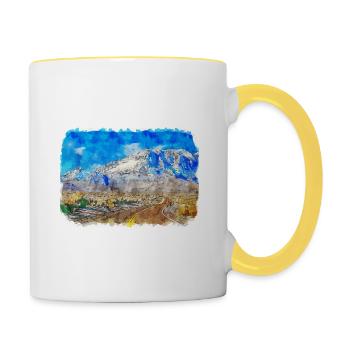 California USA Watercolor Sketch Illustration - Contrasting Mug - white/yellow - Right