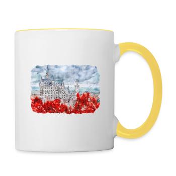 Allemagne Aquarelle Esquisse Dessinée à la main Illustration - Mug contrasté - blanc/jaune - Droite