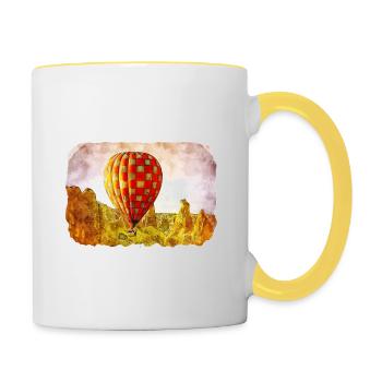Dinde Aquarelle Esquisse Dessinée à la main Illustration - Mug contrasté - blanc/jaune - Droite