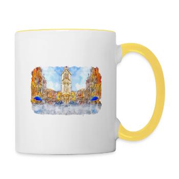 Italy Watercolor Sketch Hand Drawn Illustration - Contrasting Mug - white/yellow - Right