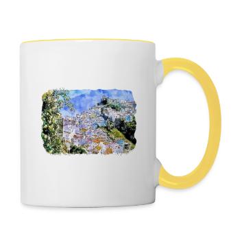 Spain Watercolor Sketch Hand Drawn Illustration - Contrasting Mug - white/yellow - Right