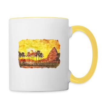 Rio de Janeiro Brésil Aquarelle Dessin - Mug contrasté - blanc/jaune - Droite