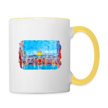 Marrakech Morrocco Watercolor Sketch Drawn Paintin - Contrasting Mug - white/yellow - Right