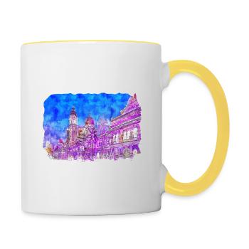 Malaisie Aquarelle Esquisse Dessinée à la Main Illustration - Mug contrasté - blanc/jaune - Droite