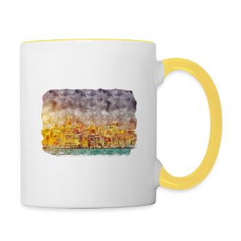 Istanbul Turkey Watercolor Sketch Illustration - Contrasting Mug - white/yellow - Right