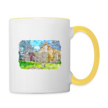 Australie Croquis à l’aquarelle Peinture dessinée à la main - Mug contrasté - blanc/jaune - Droite