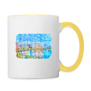 Florida USA Watercolor Sketch Drawn Illustration - Contrasting Mug - white/yellow - Right