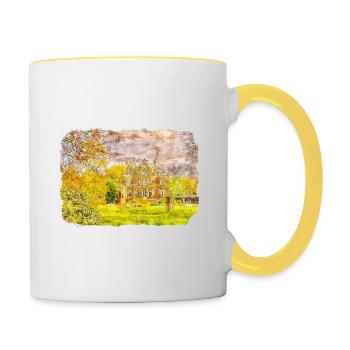 Allemagne Aquarelle Esquisse Dessinée à la main Illustration - Mug contrasté - blanc/jaune - Droite