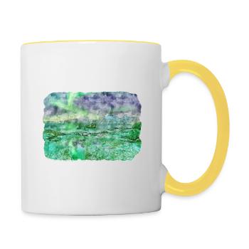 Norvège Aquarelle Esquisse Dessinée à la main Illustration - Mug contrasté - blanc/jaune - Droite