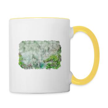 China Watercolor Sketch Hand Drawn Illustration - Contrasting Mug - white/yellow - Right