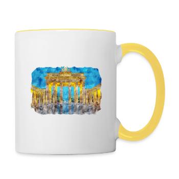 Allemagne Aquarelle Esquisse Dessinée à la main Illustration - Mug contrasté - blanc/jaune - Droite