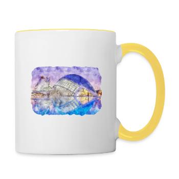 Spain Watercolor Sketch Hand Drawn Illustration - Contrasting Mug - white/yellow - Right