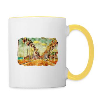 California Usa Watercolor Sketch Illustration - Contrasting Mug - white/yellow - Right