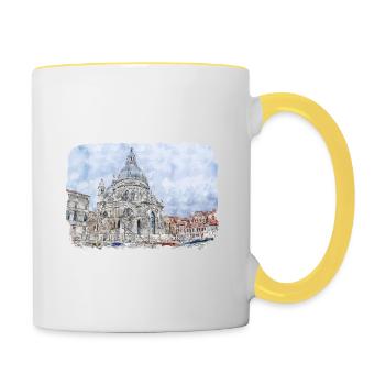 Italy Watercolor Sketch Hand Drawn Illustration - Contrasting Mug - white/yellow - Right