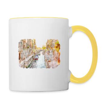 Italy Watercolor Sketch Hand Drawn Illustration - Contrasting Mug - white/yellow - Right