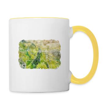 Schottland UK Aquarellskizze Gezeichnete Illustration - Tasse zweifarbig - Weiß/Gelb - Rechts