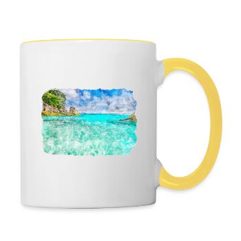 Thaïlande Aquarelle Esquisse Dessinée à la Main Illustration - Mug contrasté - blanc/jaune - Droite