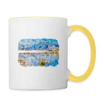 Queenstown Neuseeland Aquarell Skizze Farbe - Tasse zweifarbig - Weiß/Gelb - Rechts