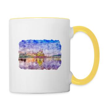 Malaisie Aquarelle Esquisse Dessinée à la Main Illustration - Mug contrasté - blanc/jaune - Droite
