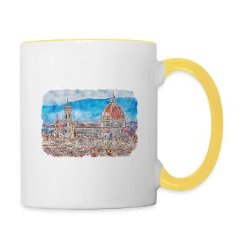 Illustration de croquis aquarelle Florence Italie - Mug contrasté - blanc/jaune - Droite