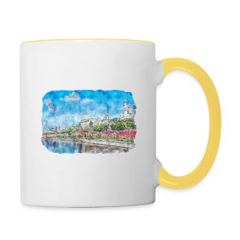 Moscou Russie Aquarelle Sketch Illustration - Mug contrasté - blanc/jaune - Droite