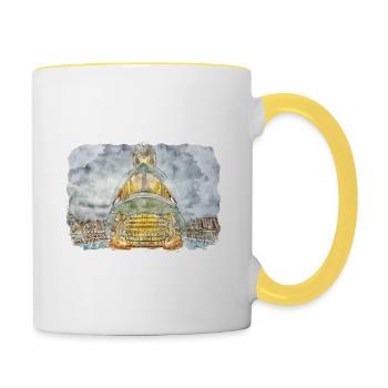 Spain Watercolor Sketch Hand Drawn Illustration - Contrasting Mug - white/yellow - Right