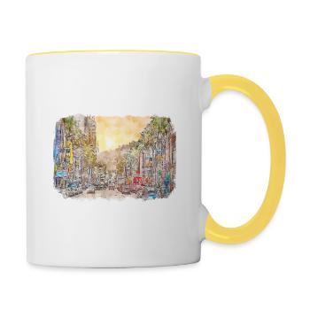 Los Angeles USA Watercolor Sketch Illustration - Contrasting Mug - white/yellow - Right