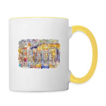 Europe croquis aquarelle illustration dessinée à la main - Mug contrasté - blanc/jaune - Droite