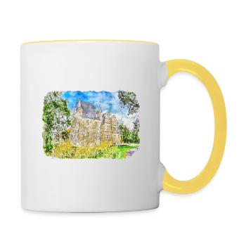 Allemagne croquis aquarelle illustration dessinée à la main - Mug contrasté - blanc/jaune - Droite