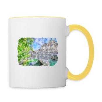 Illustration de l’esquisse à l’aquarelle de Slovénie - Mug contrasté - blanc/jaune - Droite