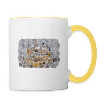 Europe croquis aquarelle illustration dessinée à la main - Mug contrasté - blanc/jaune - Droite
