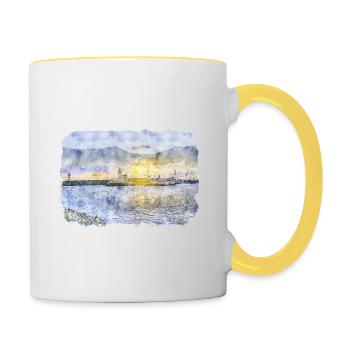 Illustration de croquis aquarelle Dublin Irlande Royaume-Uni - Mug contrasté - blanc/jaune - Droite