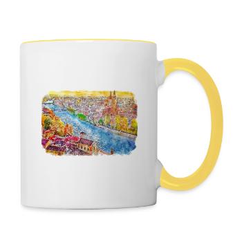 Italy Watercolor Sketch Hand Drawn Illustration - Contrasting Mug - white/yellow - Right