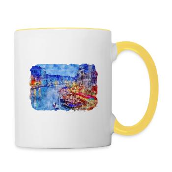 Italy Watercolor Sketch Hand Drawn Illustration - Contrasting Mug - white/yellow - Right