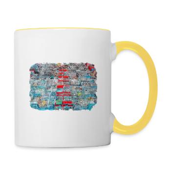 Illustration de croquis aquarelle monument de Hong Kong - Mug contrasté - blanc/jaune - Droite