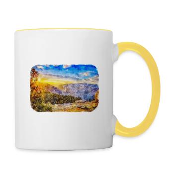 Australie croquis aquarelle peinture dessinée à la main - Mug contrasté - blanc/jaune - Droite