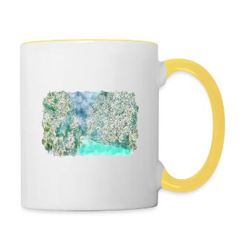 France croquis aquarelle illustration dessinée à la main - Mug contrasté - blanc/jaune - Droite